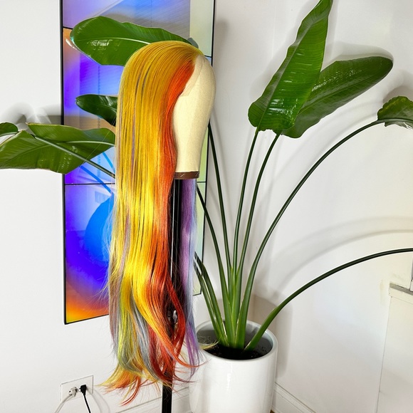 Straight Mermaid Rainbow Lace Front Wig - Picture 11 of 15